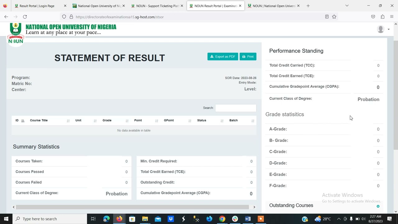 How to Check and Print your Statement of Result