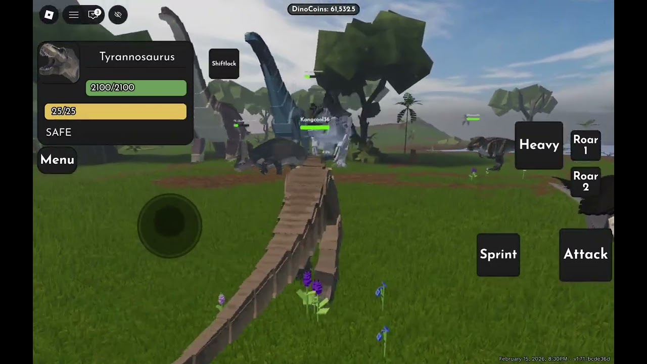 Playing as Rexy and encountering a developer in Jurassic Blocky