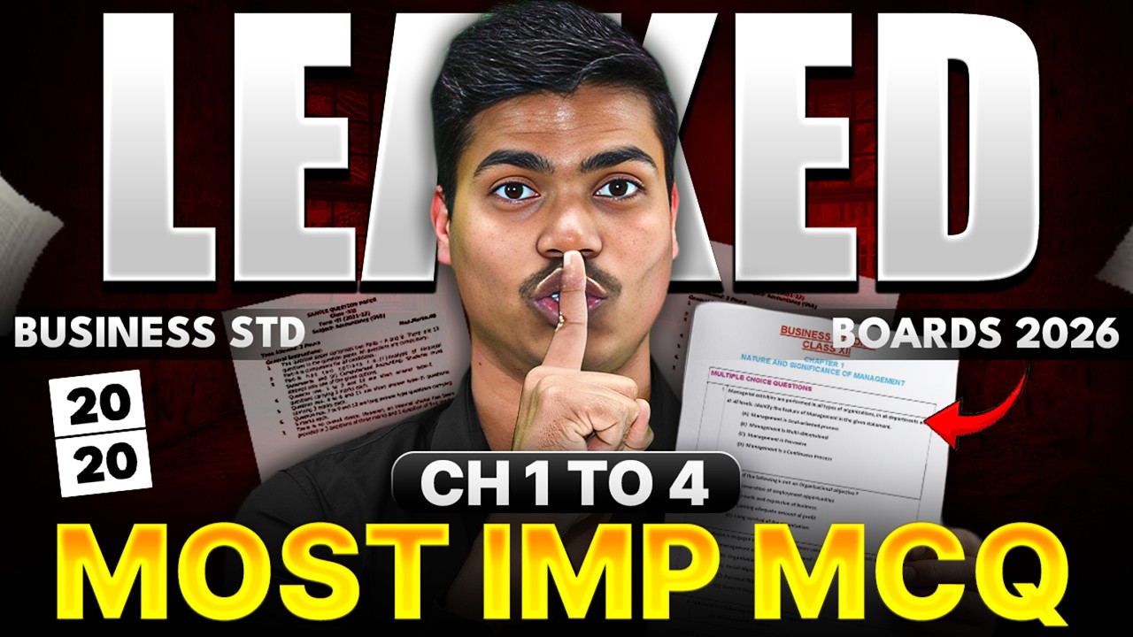 40 Most Important MCQ | Class 12 Business studies Chapter 1 to 4 | Board Exam 2026