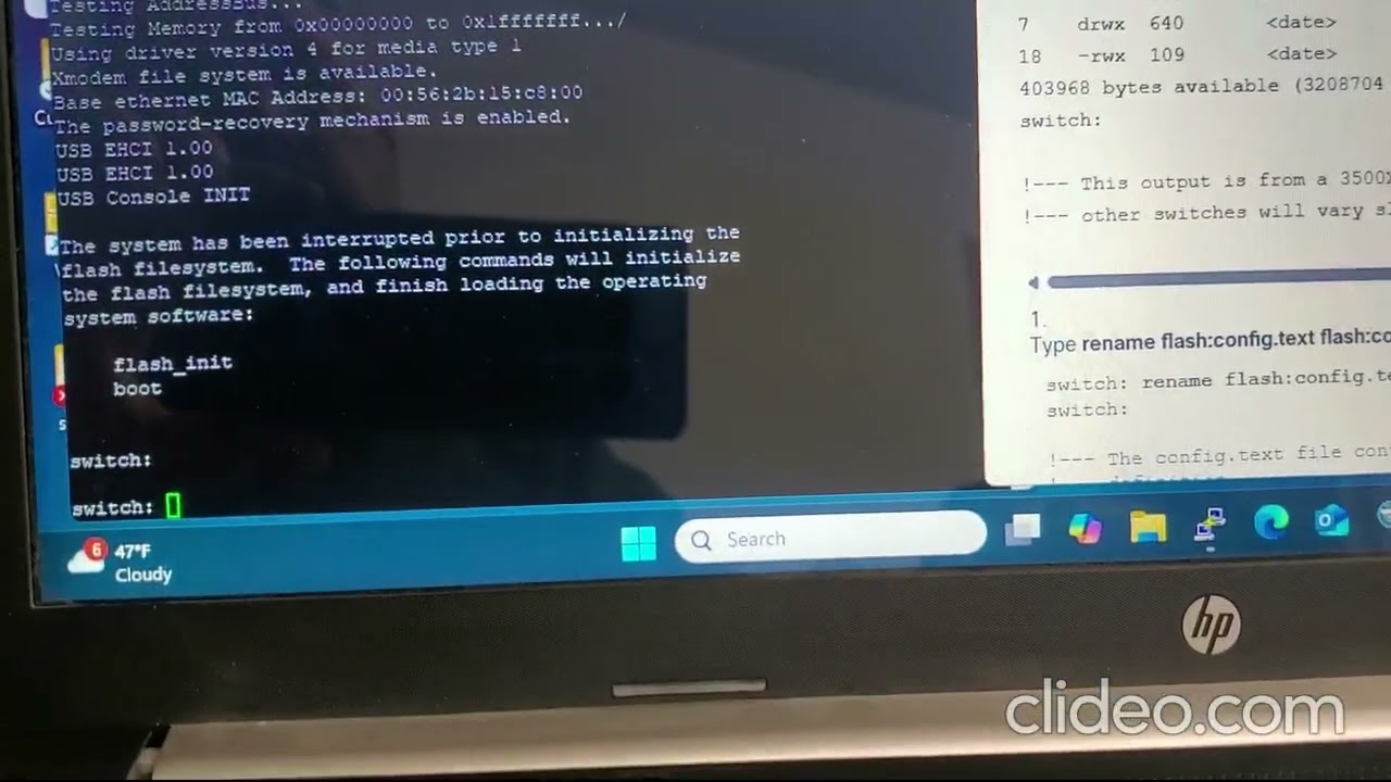 Cisco 2960 Password Default Via Mode switch Mini USB Console