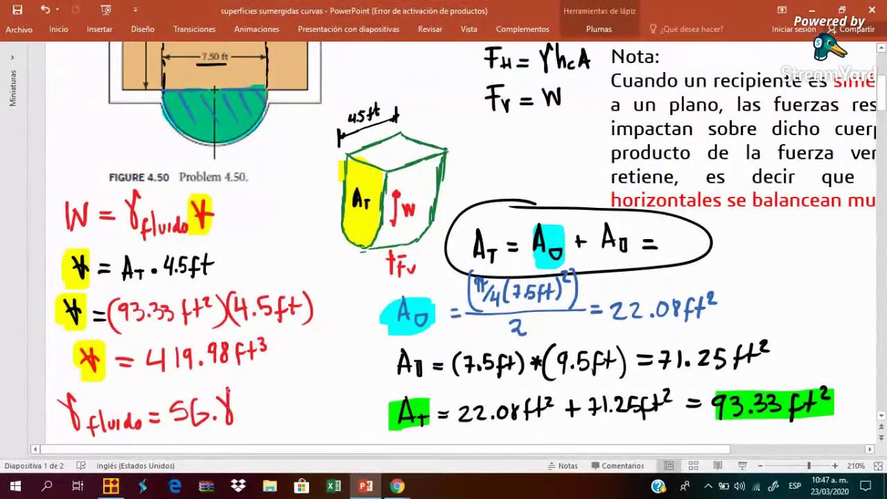 FUERZAS sobre SUPERFICIES CURVAS (LIVE)