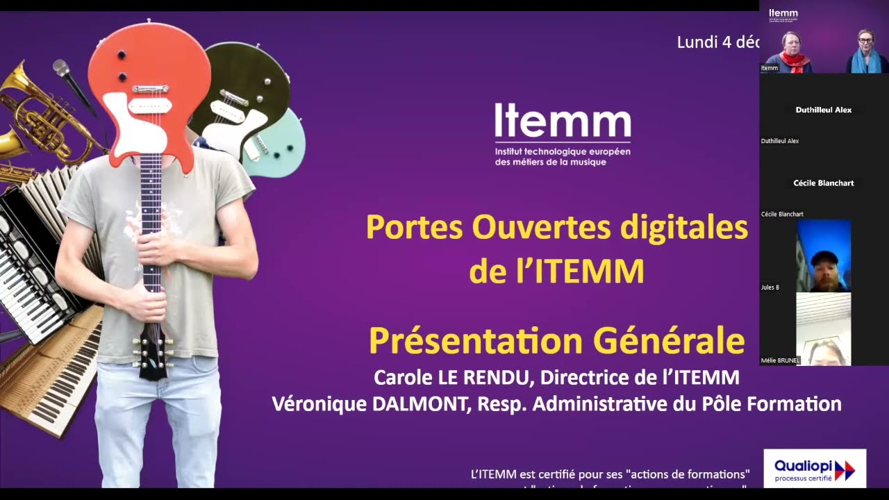 Présentation générale de l’ITEMM, des formations, candidatures, inscriptions, financements, examen