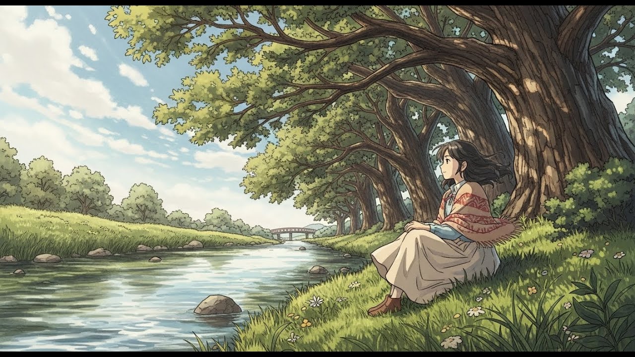 A Quiet Rainy Day by the River 🌿 | Ghibli Style ASMR | Cozy Rain & Nature Sounds