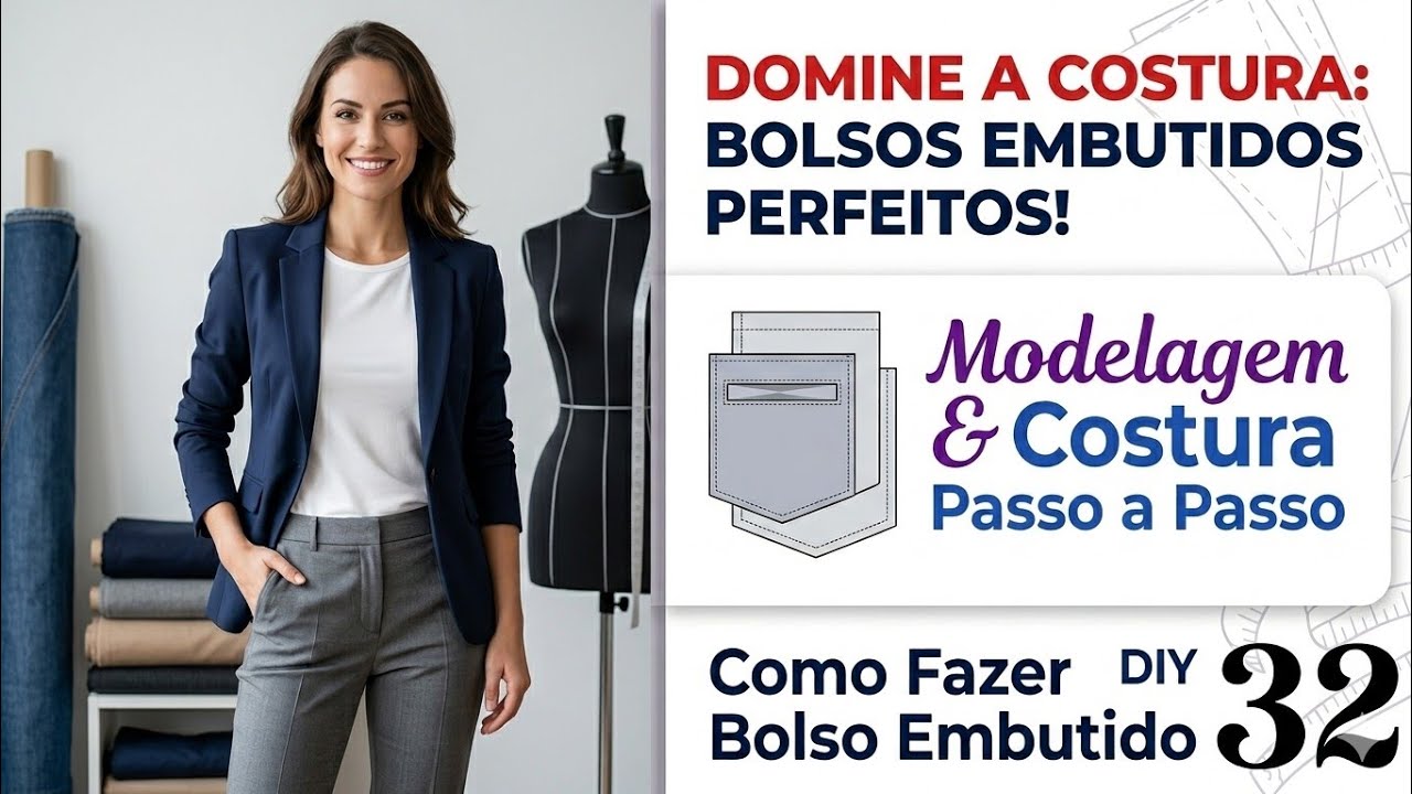 ✅️ DIY Como fazer Bolso Embutido_Costura fácil passo a passo para iniciantes Gisleide Novelo Aula 32