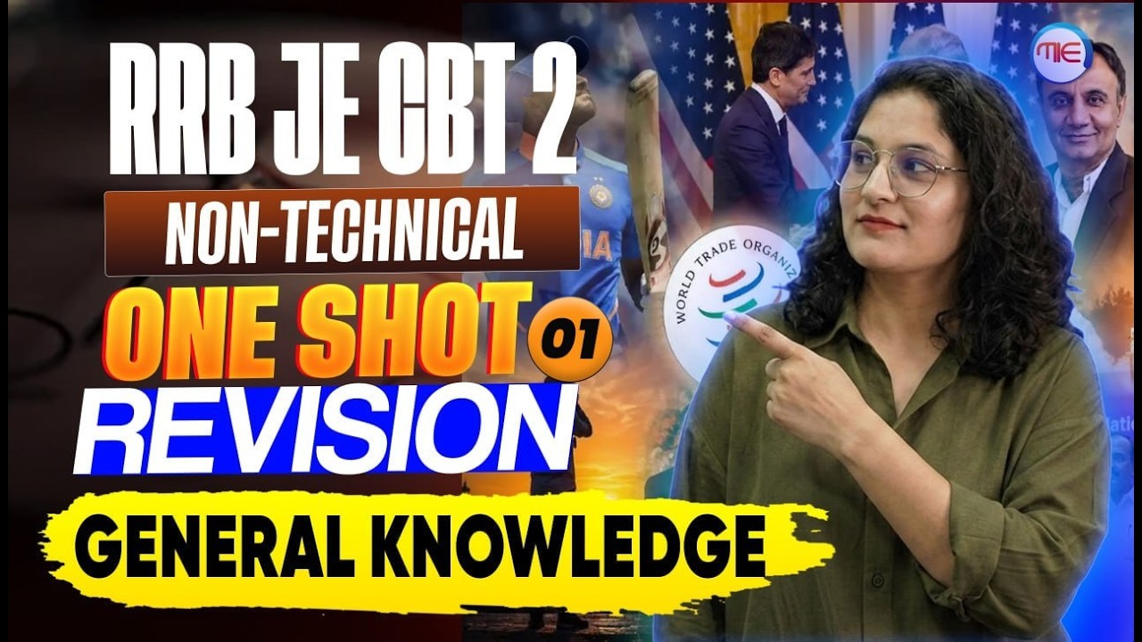 RRB JE CBT 2 | General Knowledge One Shot Revision | Non-Technical Classes | by preeti mam