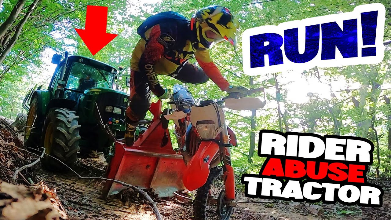 Old Man VS Dirt Biker - Tractor Involved In Road Rage