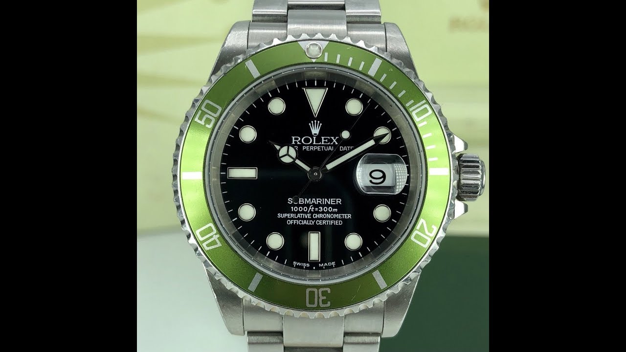 Rare Rolex 16610LV Submariner Anniversary 2003 Y Serial Flat/Fat Four 4 Mk1
