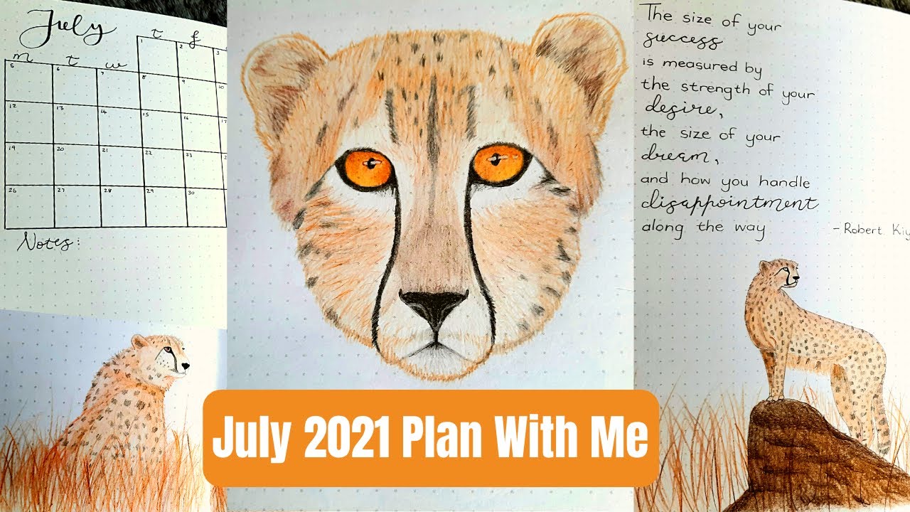 July 2021 Plan With Me ~ Cheetah Theme Bullet Journal Setup