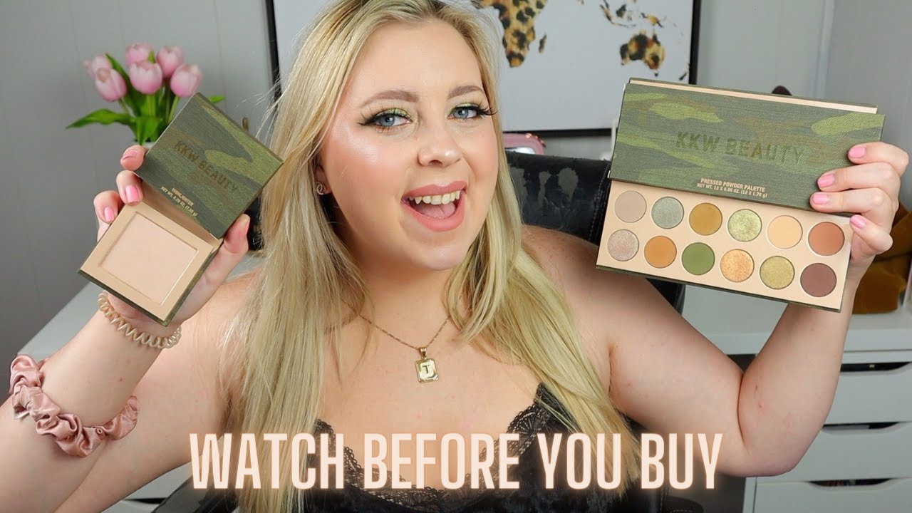 KKW CAMO COLLECTION REVIEW | CAMO EYESHADOW PALETTE & HIGHLIGHTER