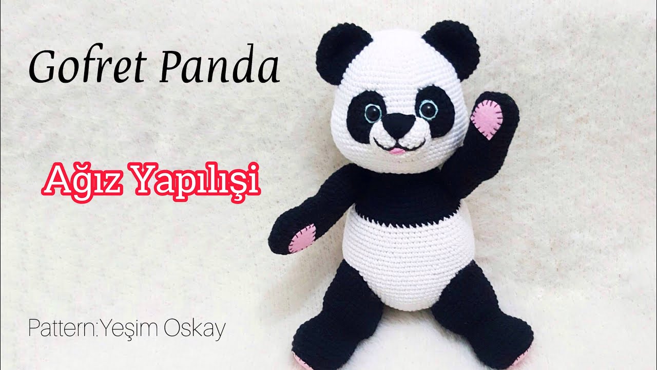 AMİGURUMİ PANDA TARİFİ  Gofret Panda Burun #örgü #oyuncak