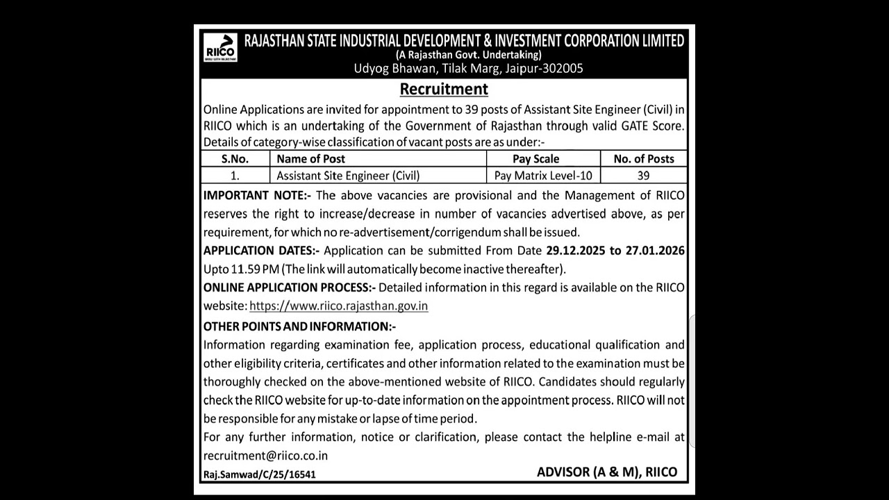 RIICO Rajasthan Recruitment// Rajasthan govt permanent vacancy// RIICO Recruitment #govtofrajasthan