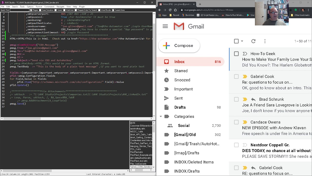 Email Sender using CDO and Gmail with AutoHotkey