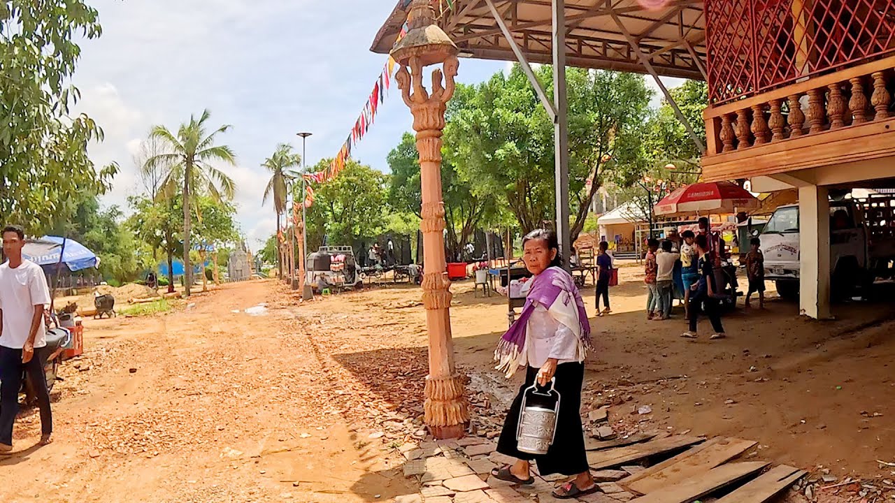 Cambodia Countryside Pagoda, Vihear Suor Temple in Kandal Province, Pchum Ben 2024, Ben 2