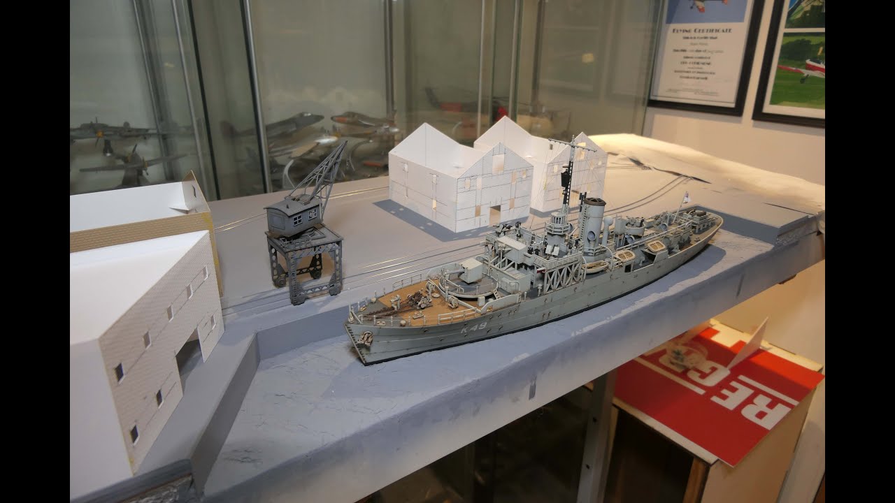 N Gauge Royal Navy dockyard layout 'The Cruel Sea' Part 2. Inlaid tracks, buildings and stock