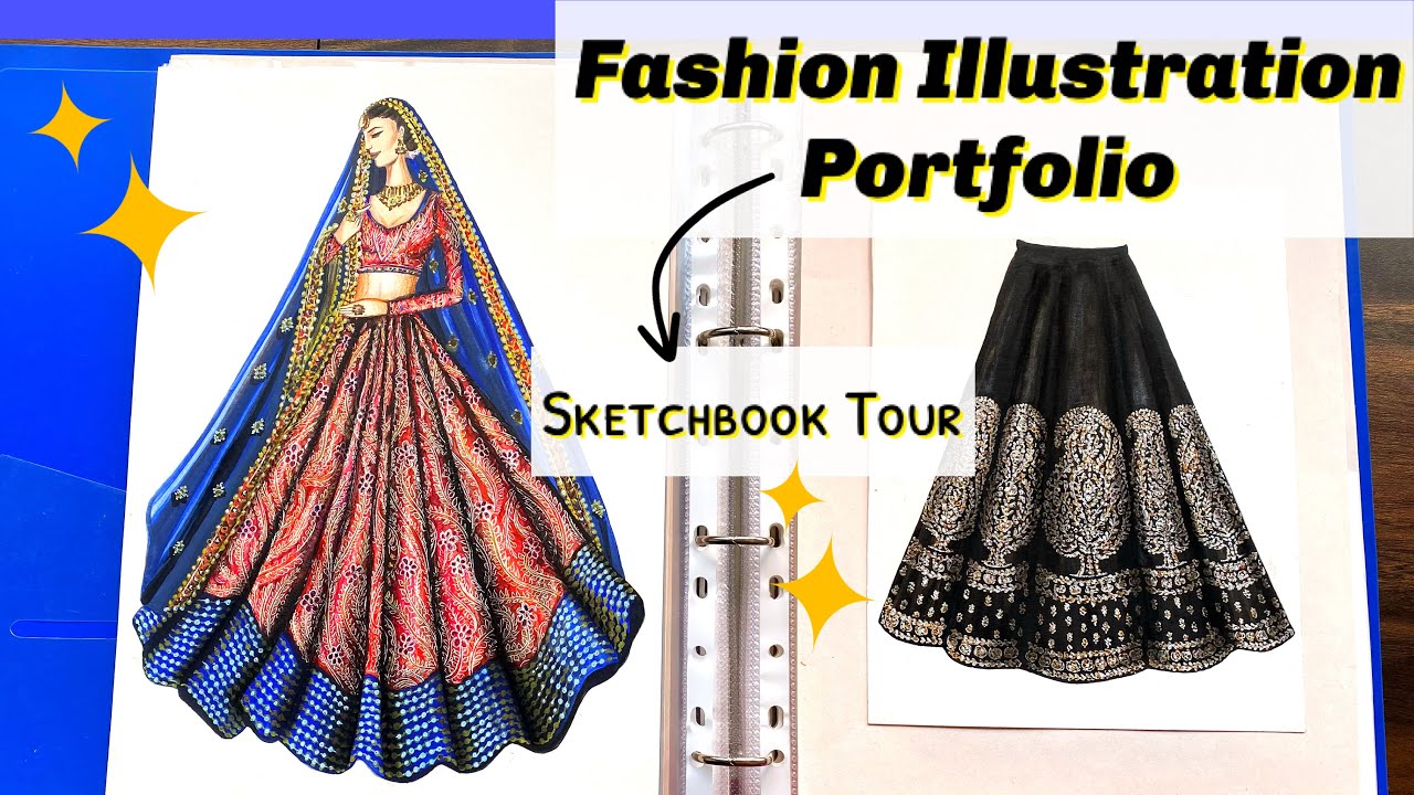 Fashion Illustration Portfolio | Sketchook Tour (Part-3) Art Studio by Srabani