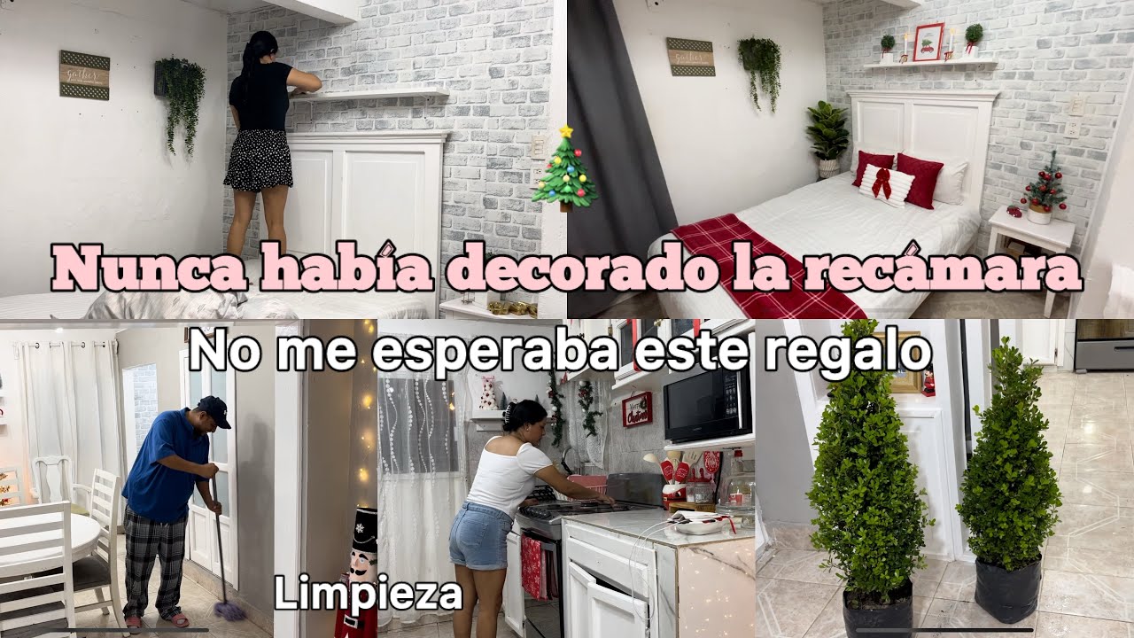 Primera vez que decoro la recámara🎄||Que bonito regalo me trajeron🥹||Limpiando la casa✅