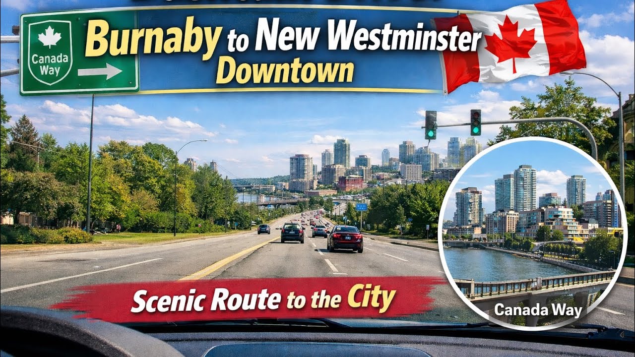 Burnaby to New Westminster Downtown 🇨🇦 Scenic Canada Way Route #dashcam #driving #longdrive #travel 