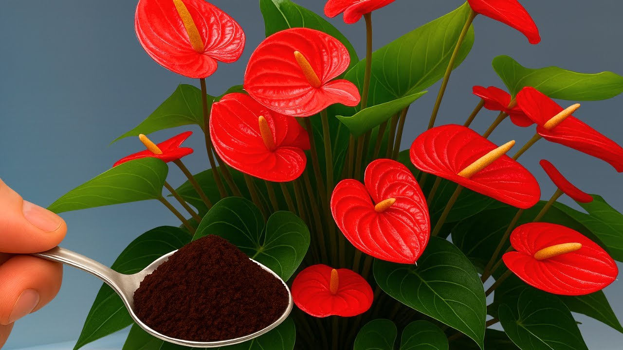 Coffee! The miracle drug that helps anthuriums grow and bloom all year round
