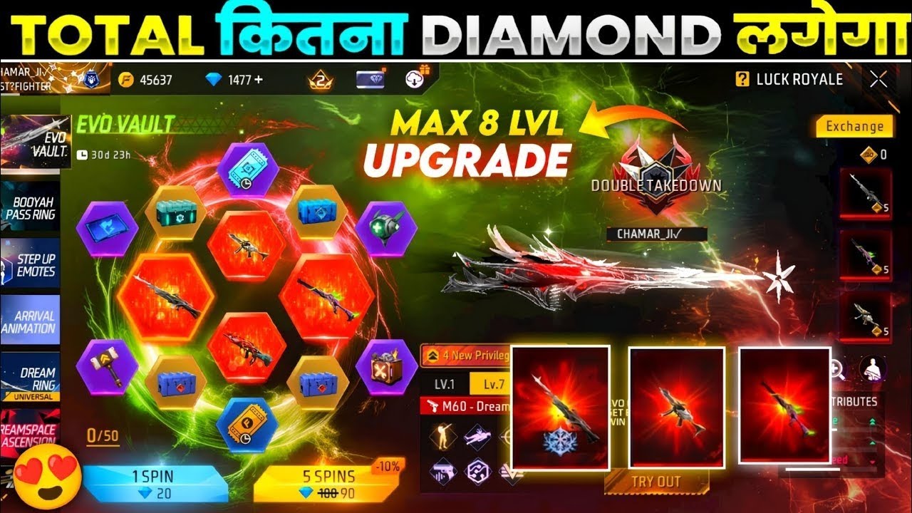 NEW EVO VAULT EVENT FREE FIRE 🔥| NEW EVO M60 SKIN EVENT SPINFREE🤯 | FIRE NEW EVENT