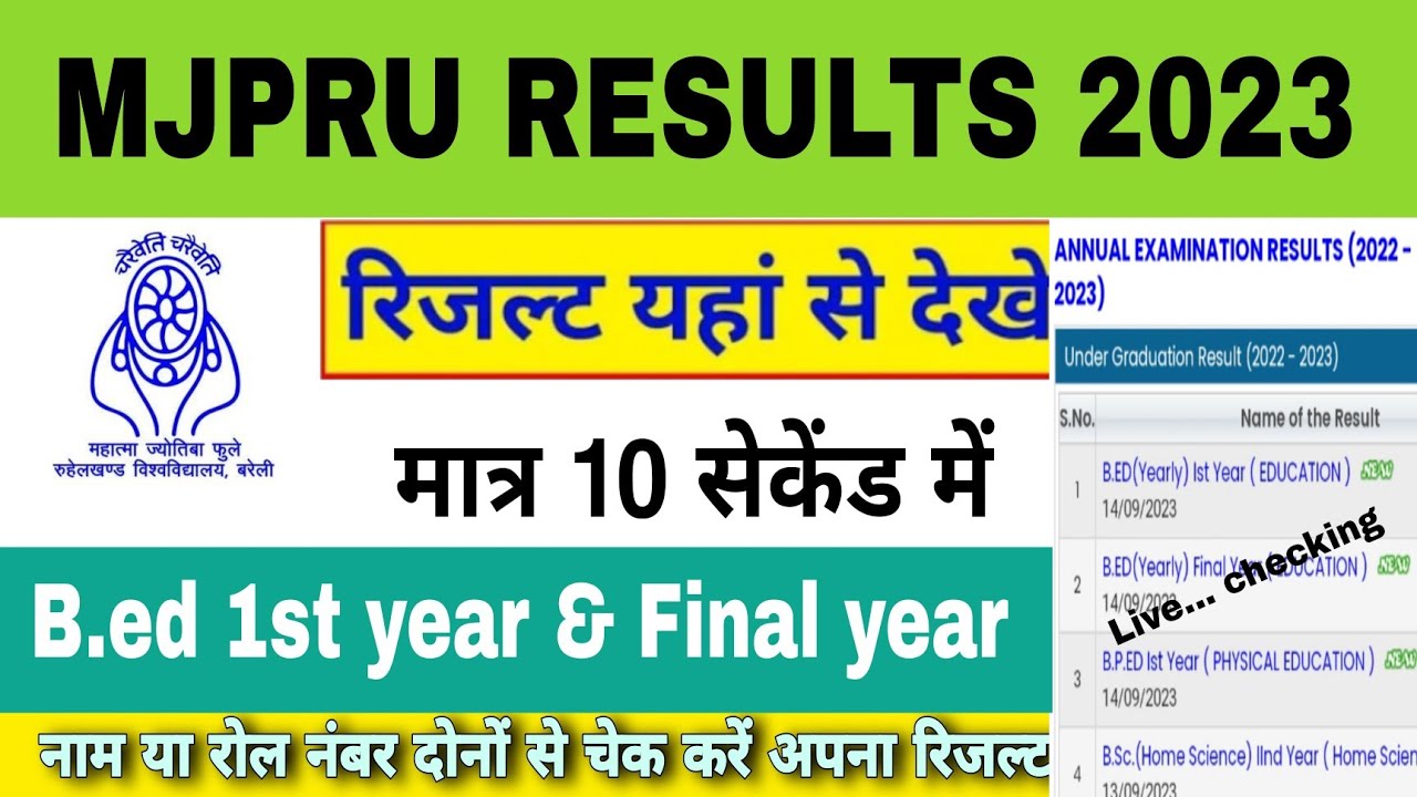 MJPRU B.Ed result 2023 | mjpru b.ed 1st year result 2023 | mjpru b.ed final year result 2023