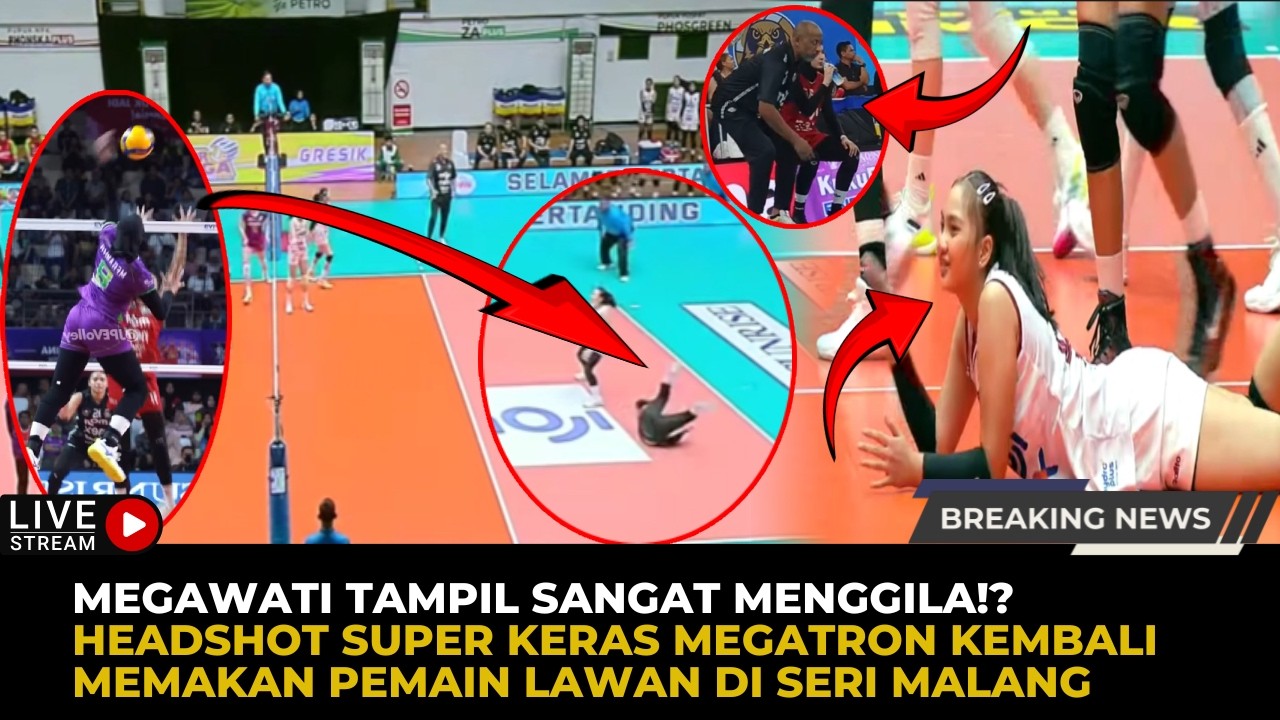 🔴Detik Detik Boom Spike Headshot Super Keras Megawati Menghujam Kepala Pemain Medan Falcons!?