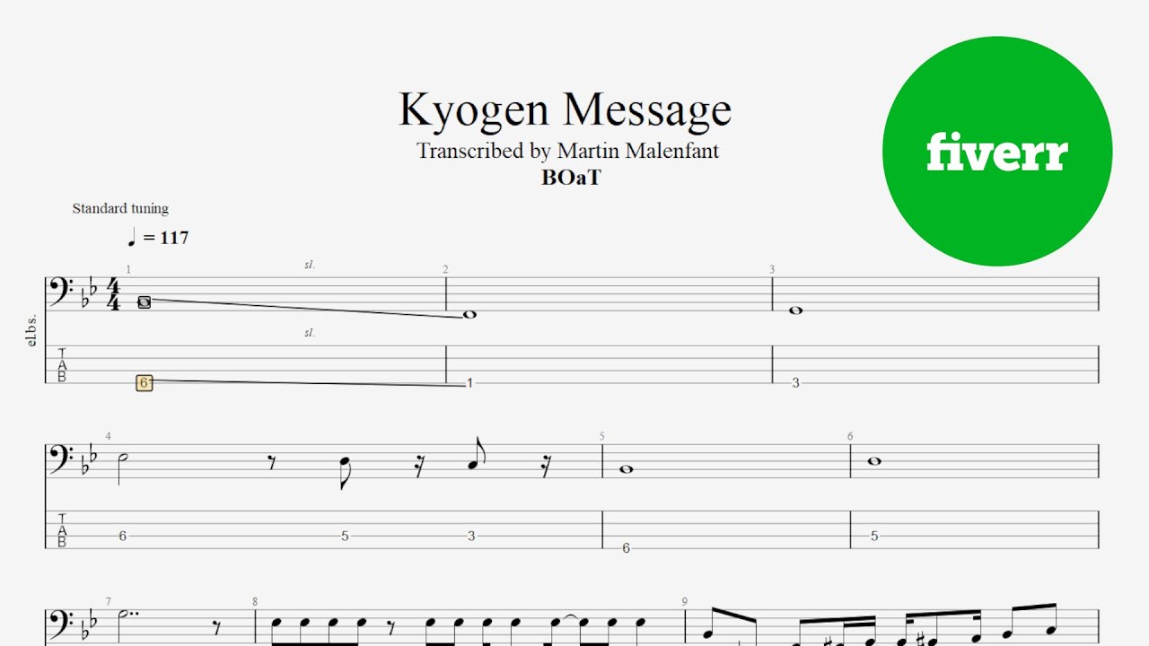 BOaT - Kyogen Message (bass tab)