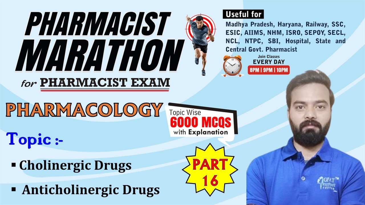 PHARMACIST EXAM MARATHON CLASS -16 | Pharmacology (726-775Questions)| Cholinergic &Anticholinergic✍️