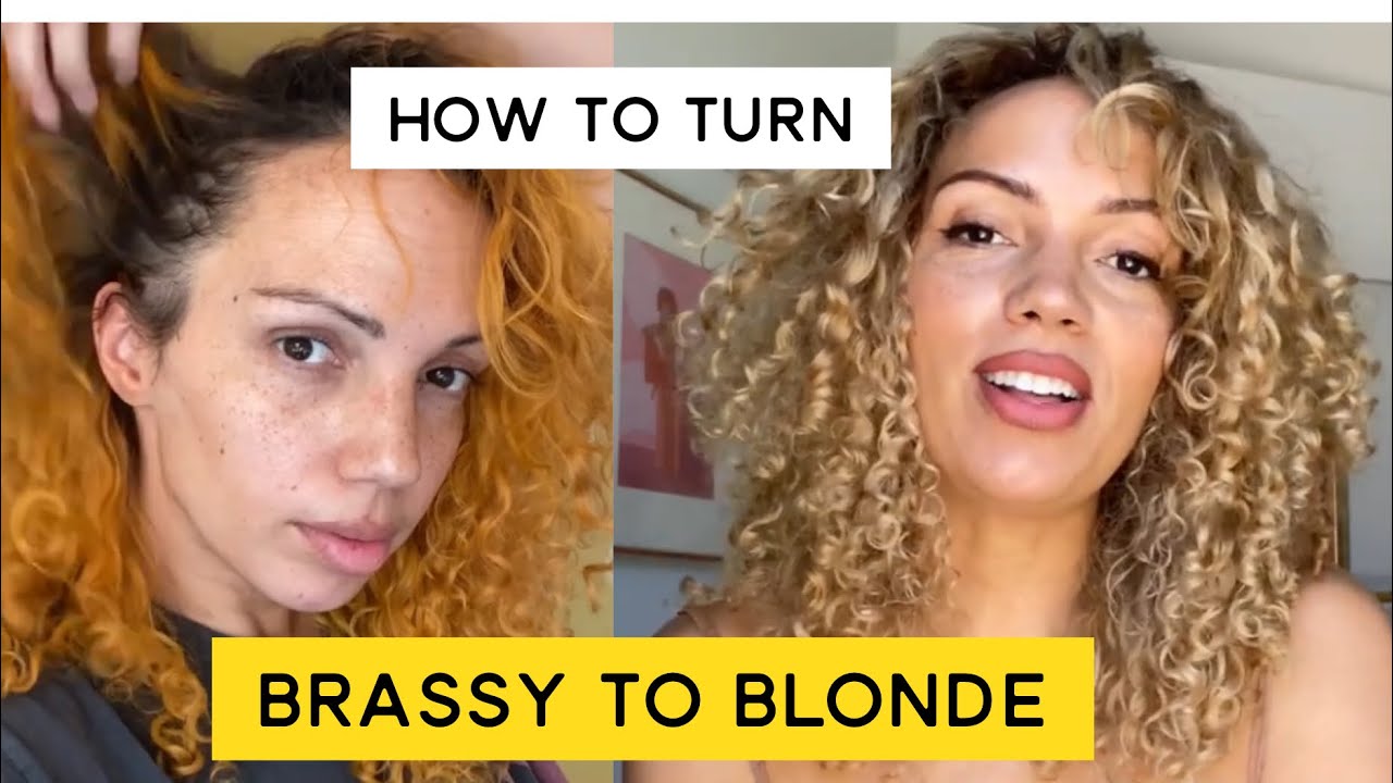 Orange Brassy To Blonde DIY hair transformation | How To Go Blonde At Home on Natural Hair