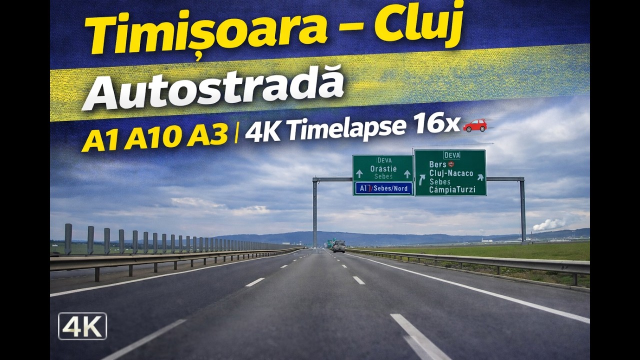 Timișoara - Cluj(Gilău) A1, A10 si A3 4K Speed16x