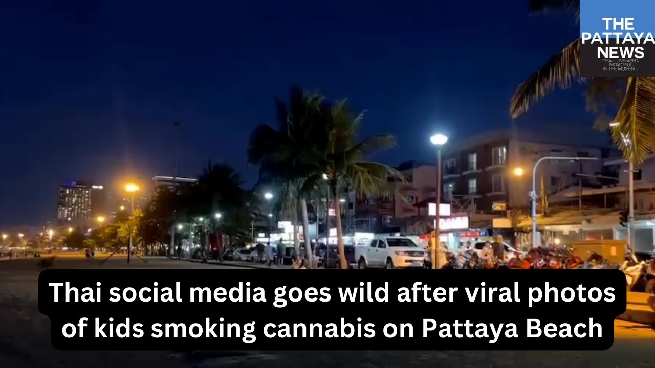 Thai social media goes wild after viral photos of kids smoking cannabis on Pattaya Beach.