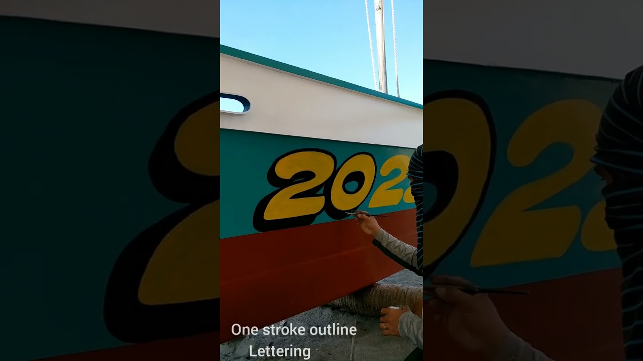 Basic outline Lettering #airbrush #beach #travel #motorboat #seatrial #viral