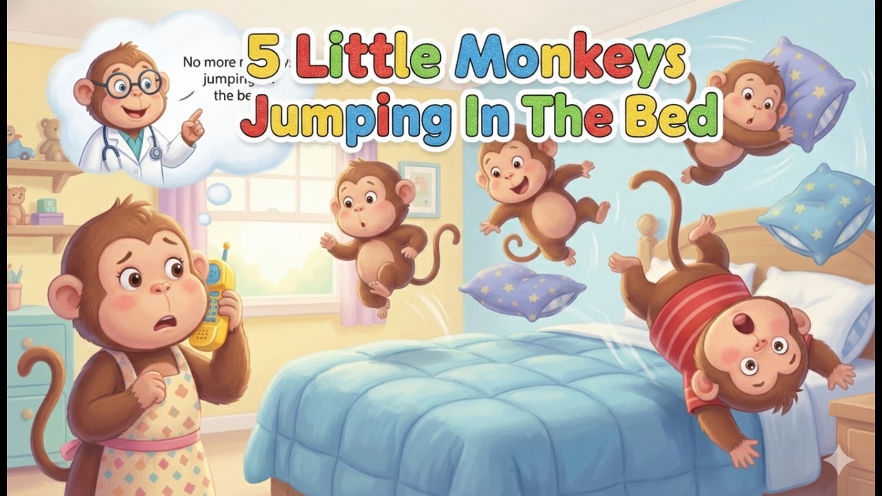 SILLY Monkeys & Baby Jump on Bed! (Five Little Monkeys Song) | Kids Songs & Nursery Rhymes