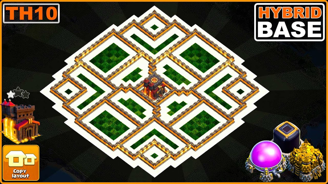 NEW BEST! TH10 Base (After TH16 Update) Copy Link! COC Town Hall 10 Hybrid/Trophy Base