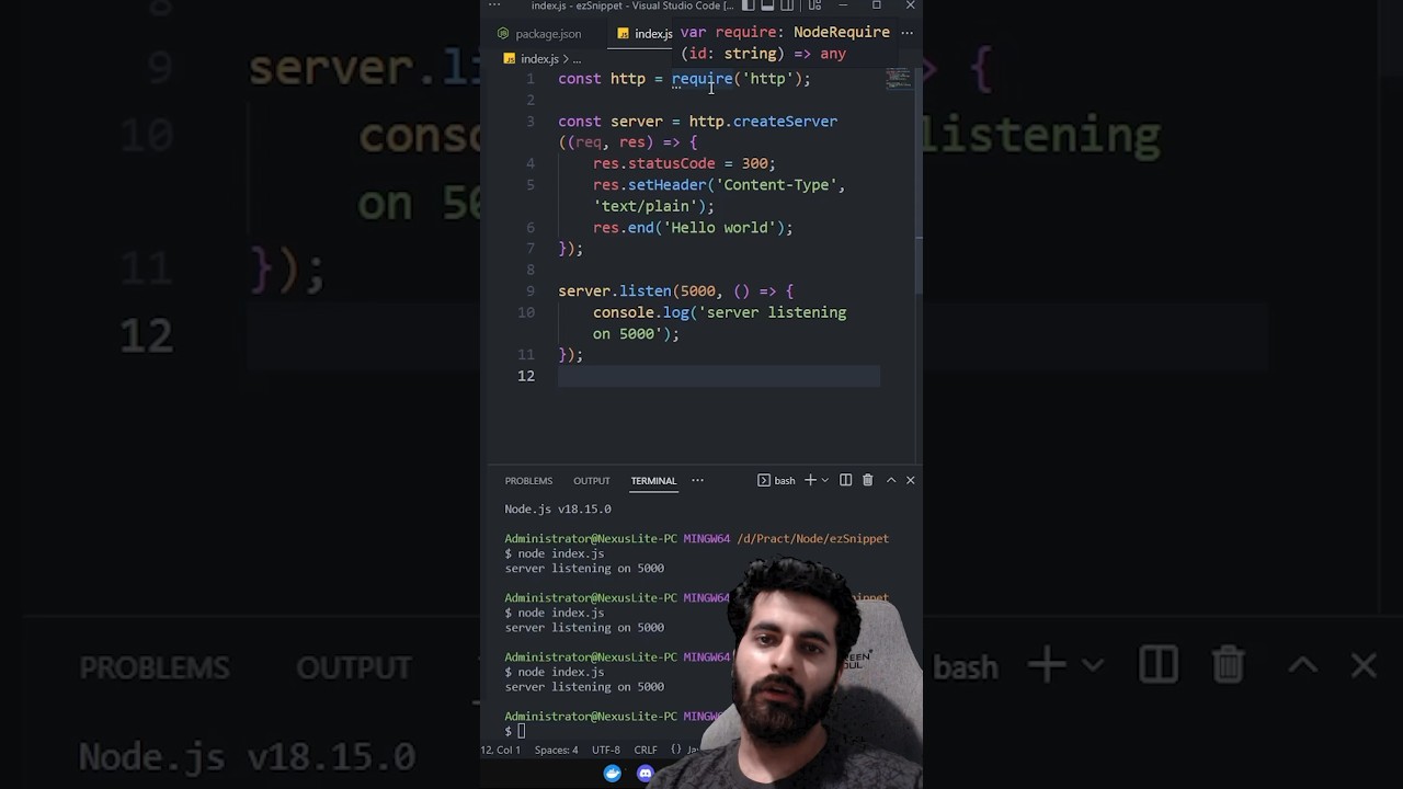 Create server in nodejs using express.