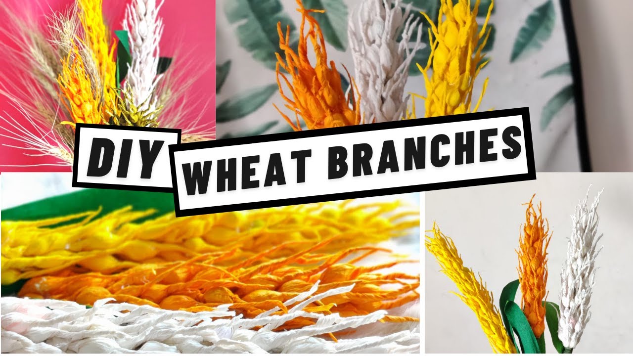 How To Make Crepe Paper Wheat Branch|Wheat Florette DIY|Five Minute Craft|Wheat DIY|Minitha Abraham