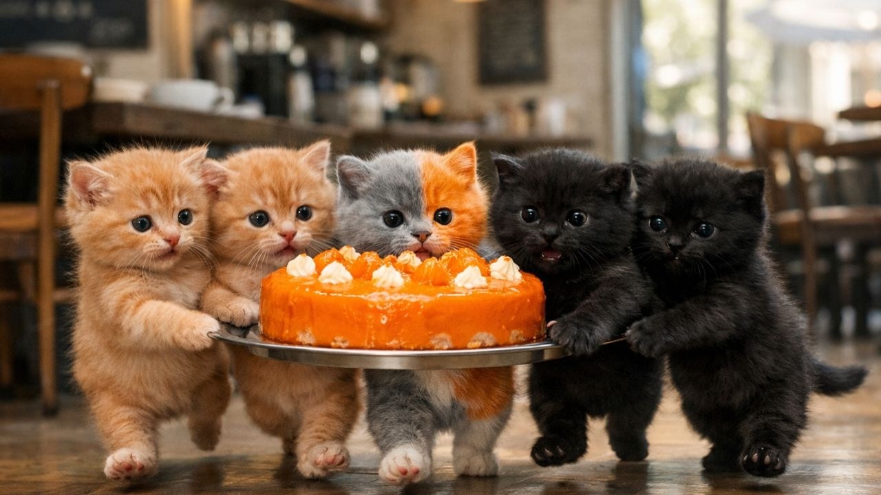 The Cutest Cat Caf&eacute; Ever  Mama Cat, Papa Cat and Playful Kittens