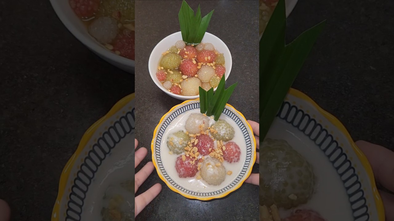 cach nấu chè bột báng nước cốt dừa, chè trôi nước bột báng 