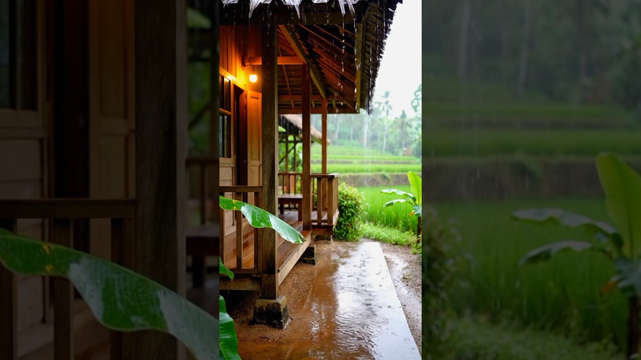Relaxing Rain Sounds in a Peaceful Village | ASMR Rain Ambience