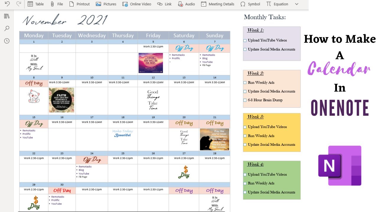 How to organize your Calendar In OneNote | Design a Calendar In OneNote