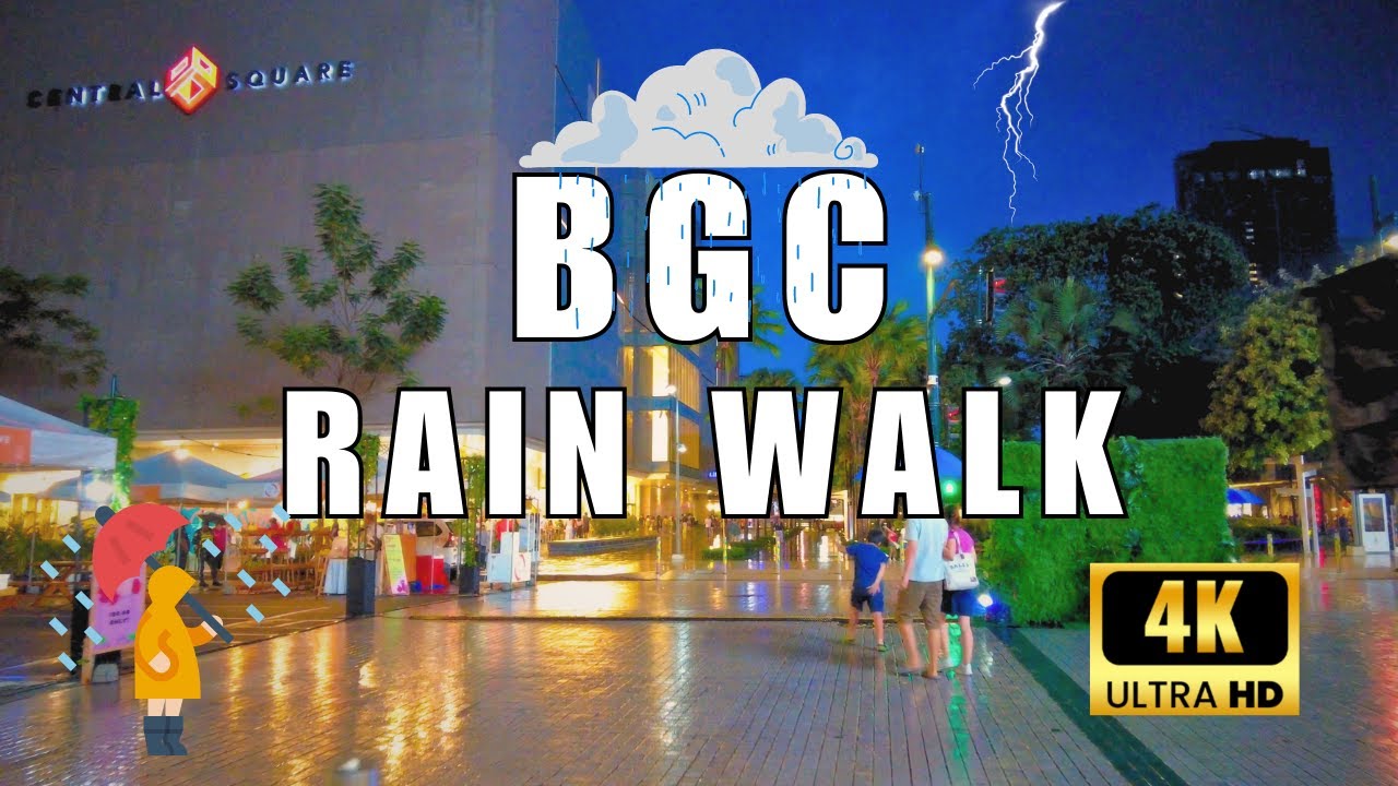 4K - Rain and Thunderstorm BGC Walk | Bonifacio Global City, High Street | Taguig Philippines