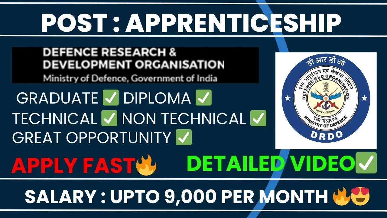 DRDO GRADUATE & DIPLOMA APPRENTICESHIP RECRUITMENT🔥|Vacancies, Salary, Selection process|