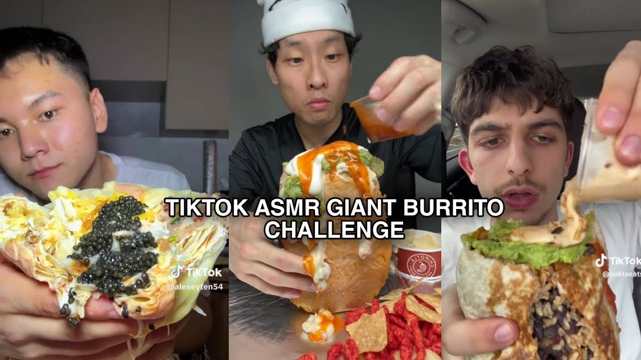 TIKTOK ASMR GIANT BURRITO CHALLENGE 🌯, no talking 🔇