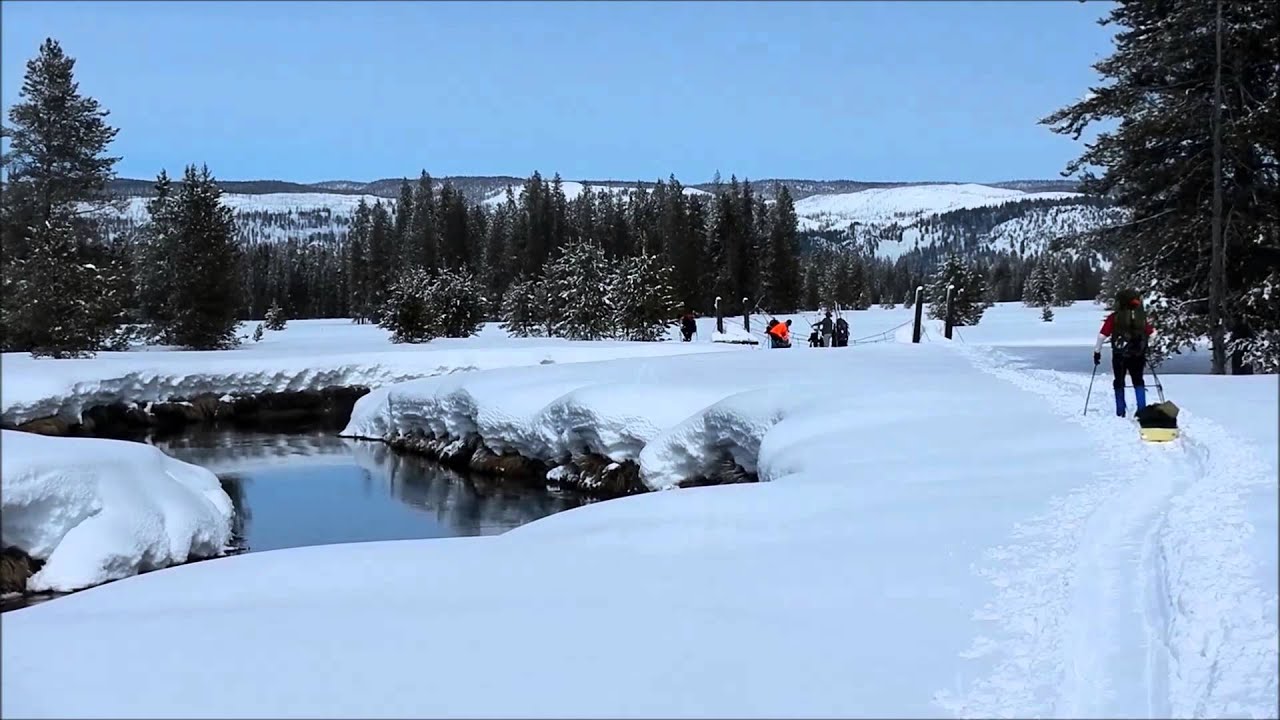 Cross country backcountry Yellowstone National Park Bechler River Winter Ski Trip