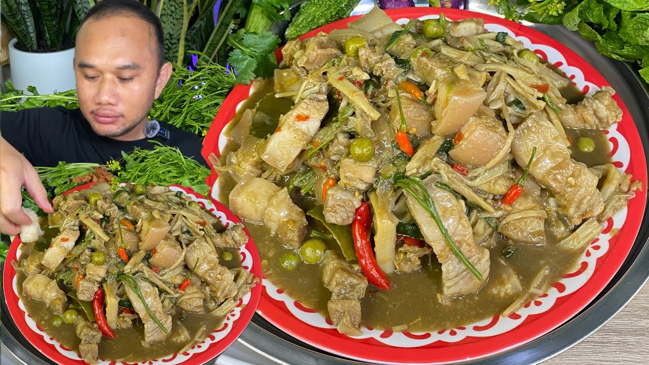 หมกหม้อหน่อไม้ สามชั้นต่อนใหญ่ๆ แซ่บหลาย