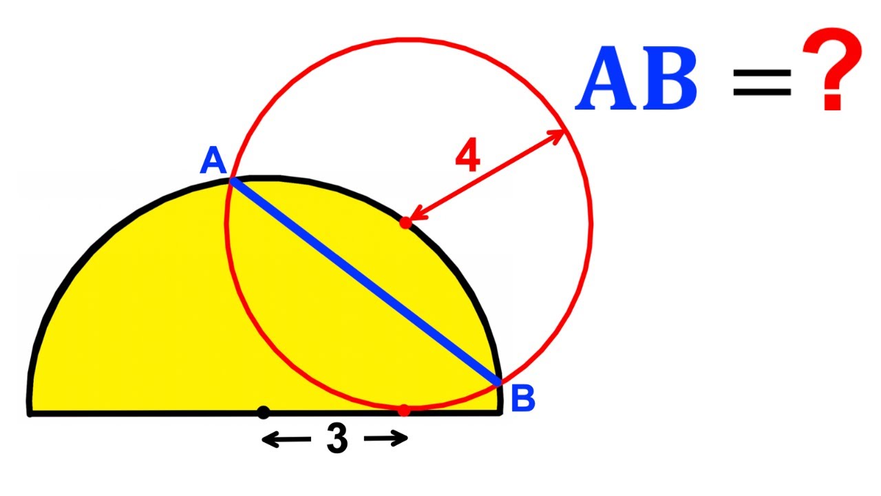Can you find the chord AB length? | (Radius) | #math #maths | #geometry