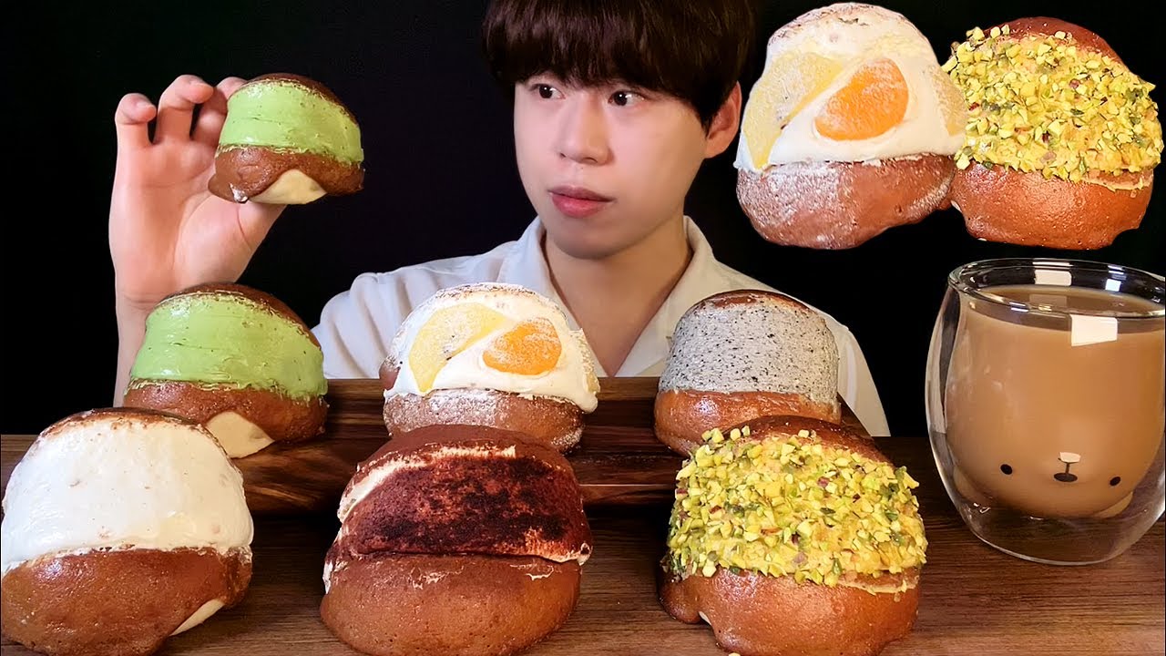 SUB)오브코하우스 크림번 먹방 ASMR 🧁크림 가~득 ☕️커피향 가~득 CREAM BUNS MUKBANG