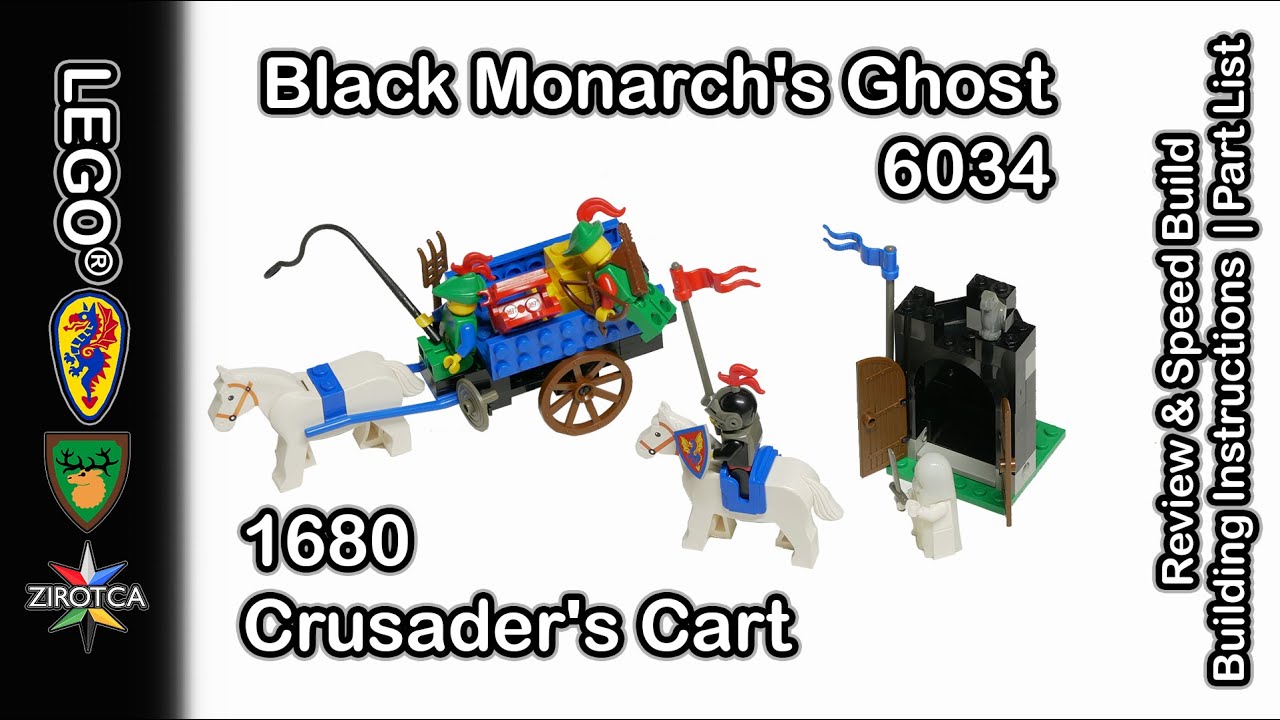 LEGO Castle Sets 1680  Crusader's Cart & 6034 Black Monarch's Ghost   Review, Speed Build, Part List