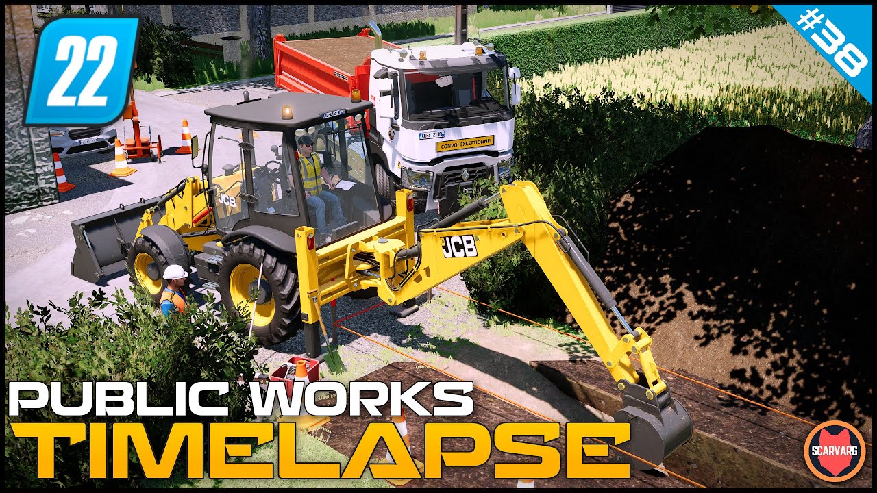 🚧 Digging A Trench For A Pipeline With A JCB Backhoe Loader ⭐ FS22 City Public Works Timelapse