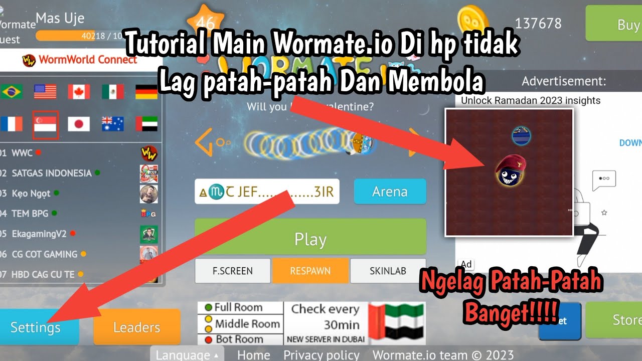 Mengatasi lag wormate.io di hp ram 2 sampai 4gb