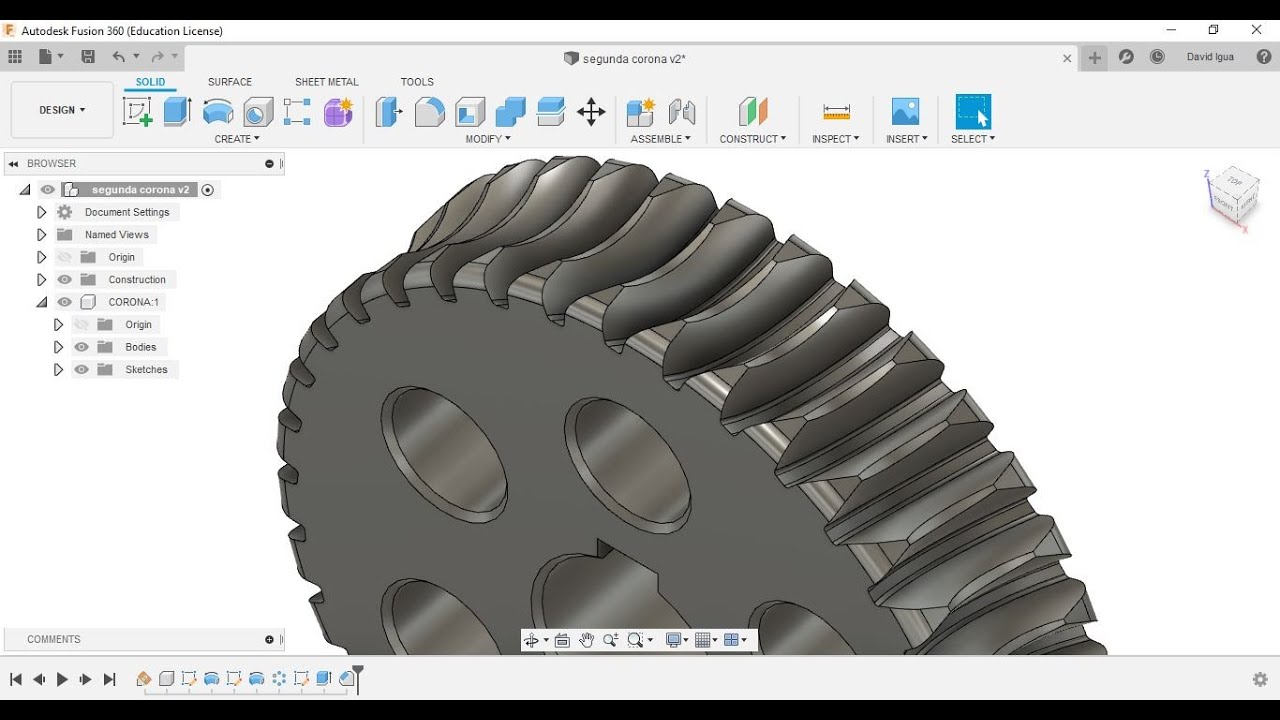 tutorial fusion 360 en español #5 corona y tornillo sin-fin